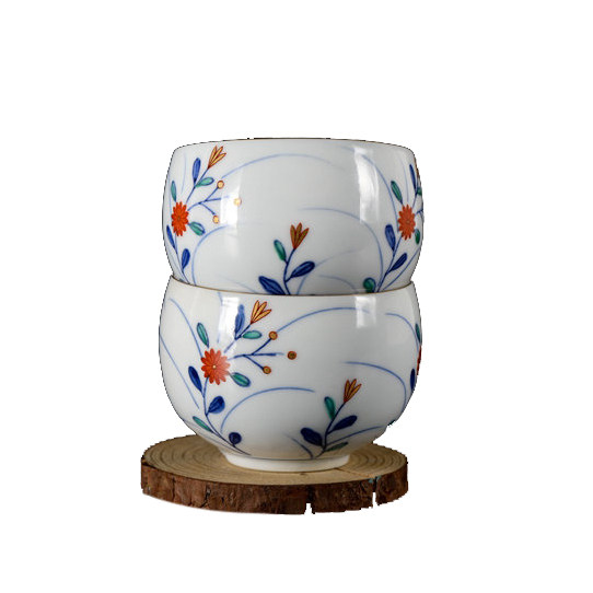 西山窑 青花 九五花卉描金杯 2个(一对) - 拍卖