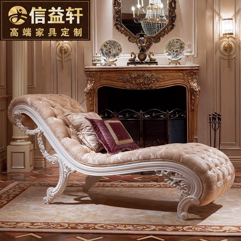 European style Royal deck chair Fabric art sofa Royal couch bedroom solid wood Beauty couch French Chaise longue Villa customizationin the Residential furniture , Sofa , Chaise longue category - from Buy2taobao.com to provide professional Taobao agent buy service