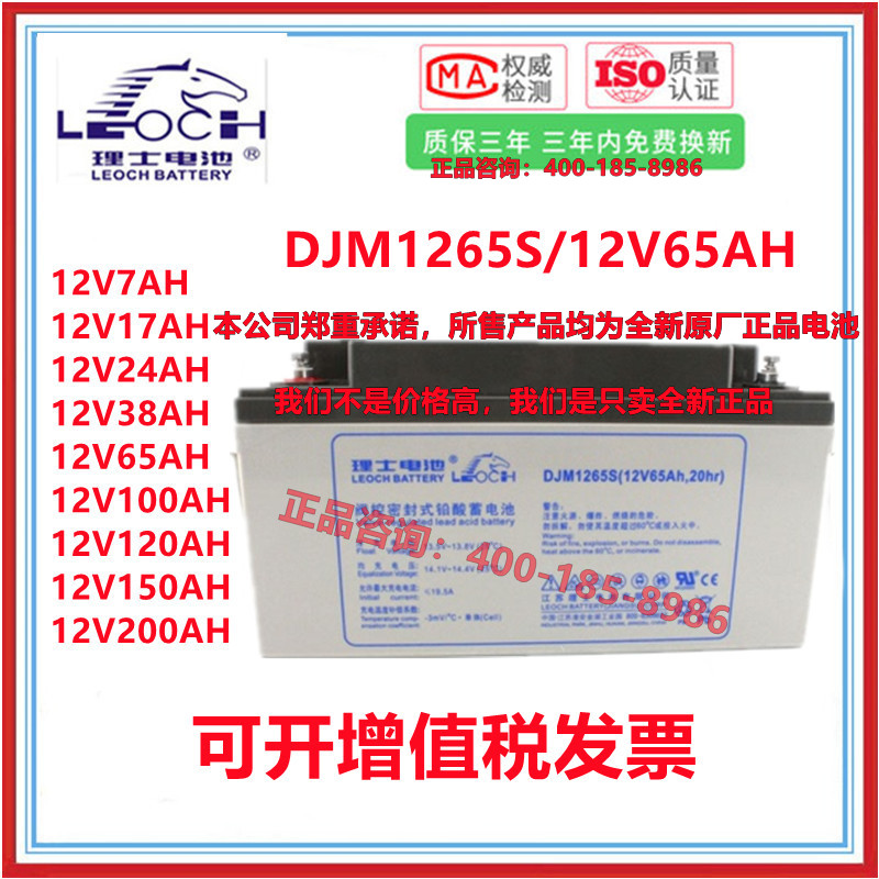 理士蓄电池 DJM1265S 机房UPS电源 直流屏 服务器12V65AH铅酸电池