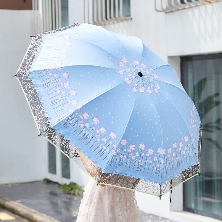 晴雨两用大码十骨太阳伞防晒防紫外线加厚黑胶遮阳伞双人蕾丝雨伞