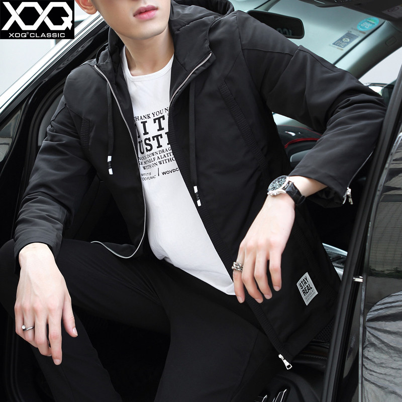 外套男2017新款秋鼕季加絨加厚韓版潮流帥氣夾克秋裝百搭衣服風衣