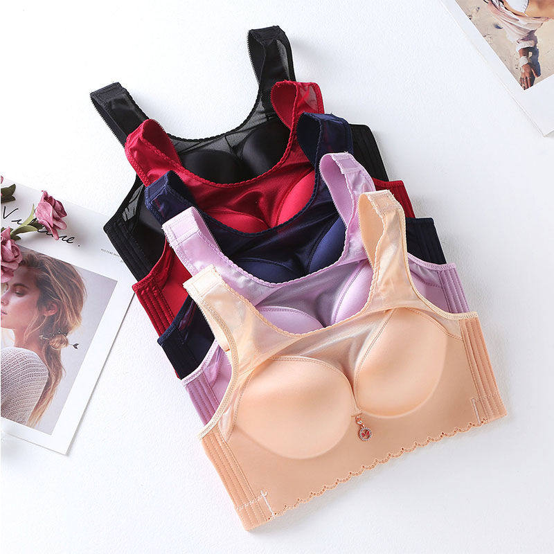 大码文胸胖显胸小全罩杯超薄光面聚拢抹胸无钢圈防走光防露全包夏