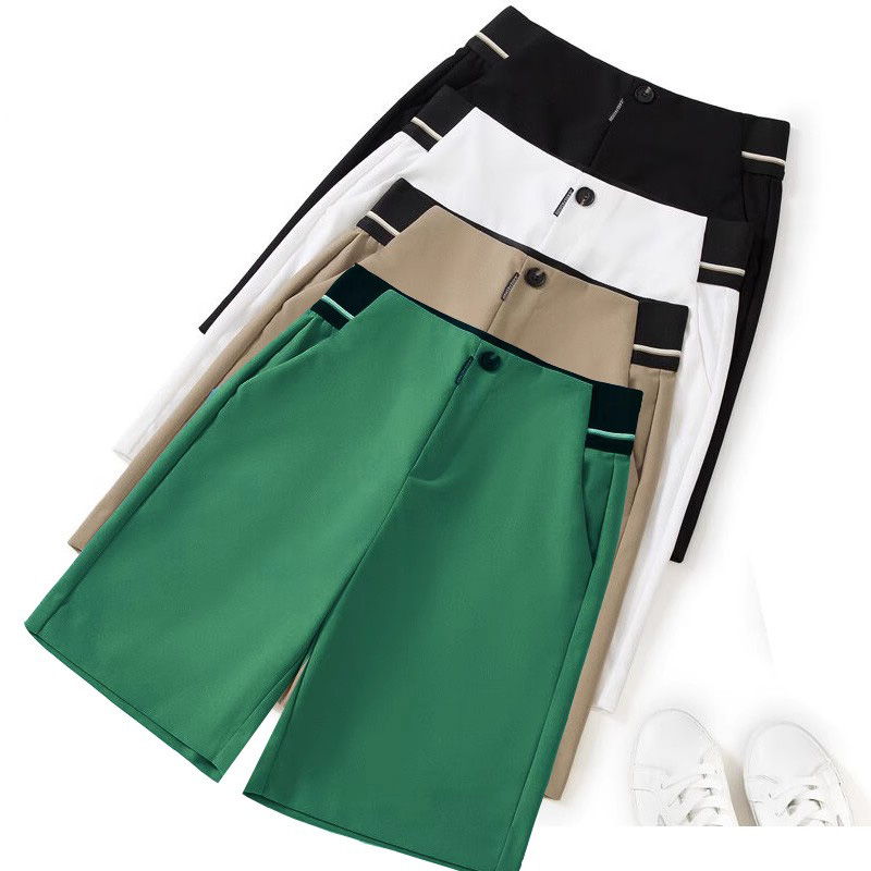高尔夫裤子女夏季短裤大码高腰直筒五分裤显瘦弹力运动休闲阔腿裤