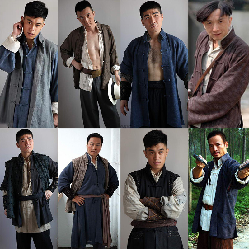 民国游击队影视古装长衫马褂土匪土八路乞丐农民百姓棉麻演出服装