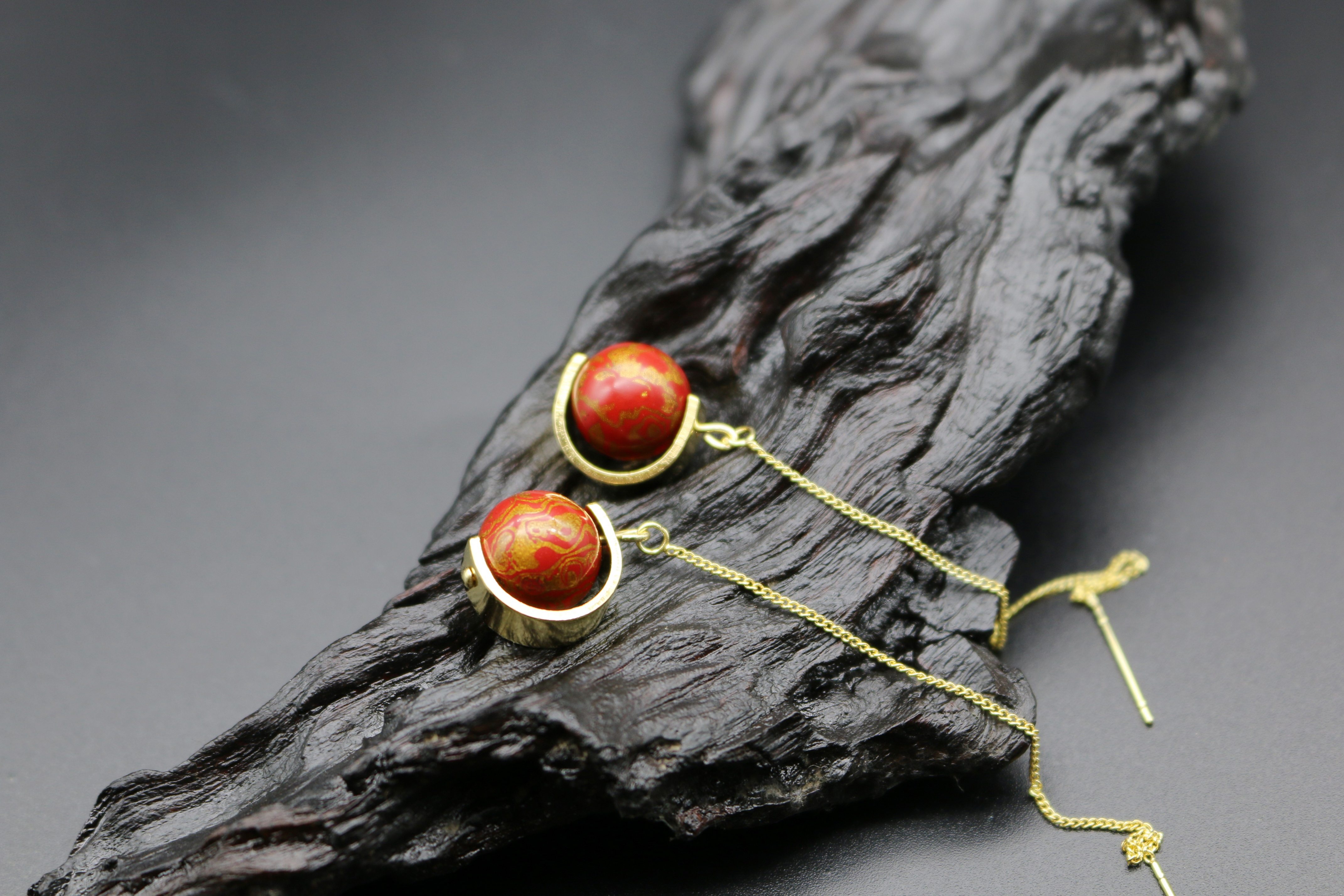 大漆耳饰《半月》