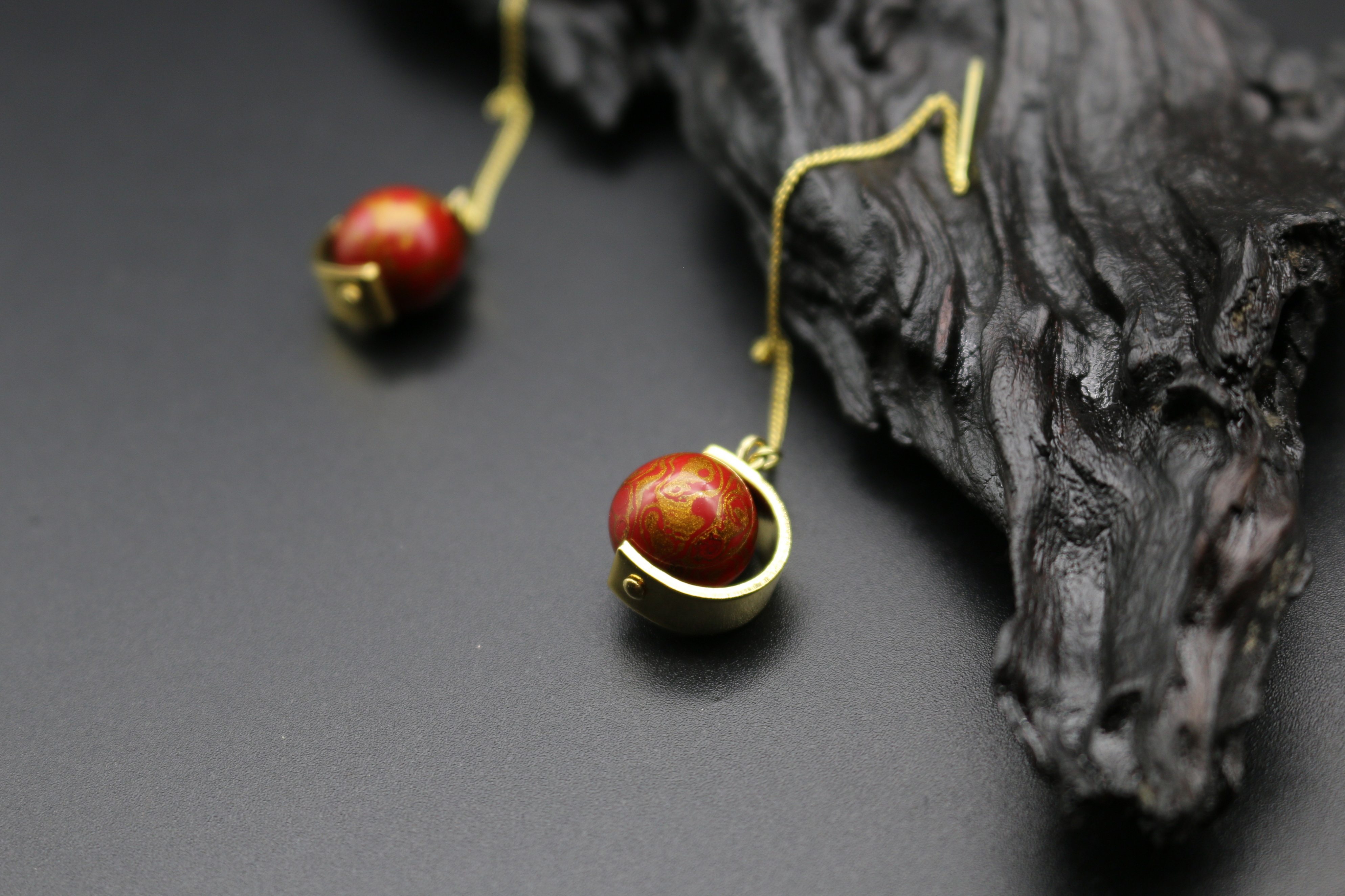 大漆耳饰《半月》