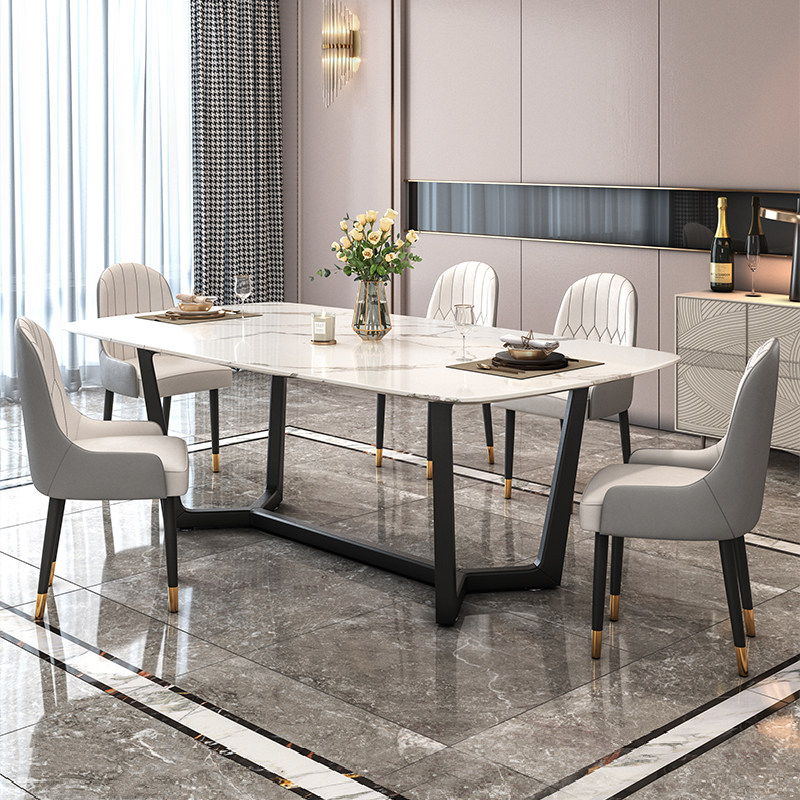 北欧ins网红餐桌轻奢大理石餐桌椅组合