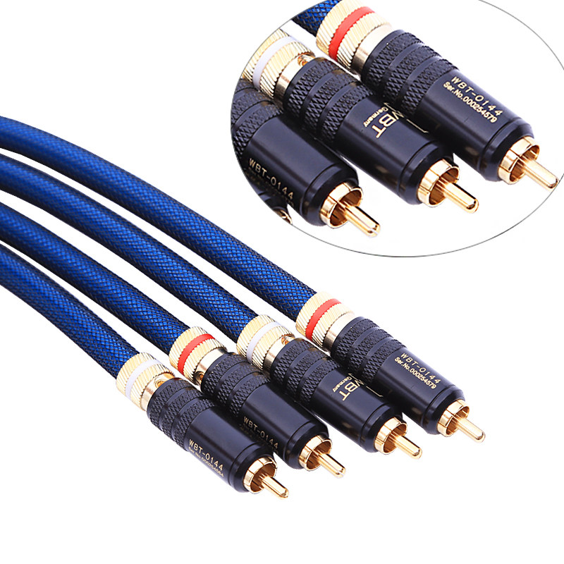 hifi发烧级银彩单晶铜镀银信号线音频线2rca双莲花头线