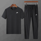 Nike耐克黑色短袖套装男2024夏季新款运动服透气T恤宽松卫裤长裤