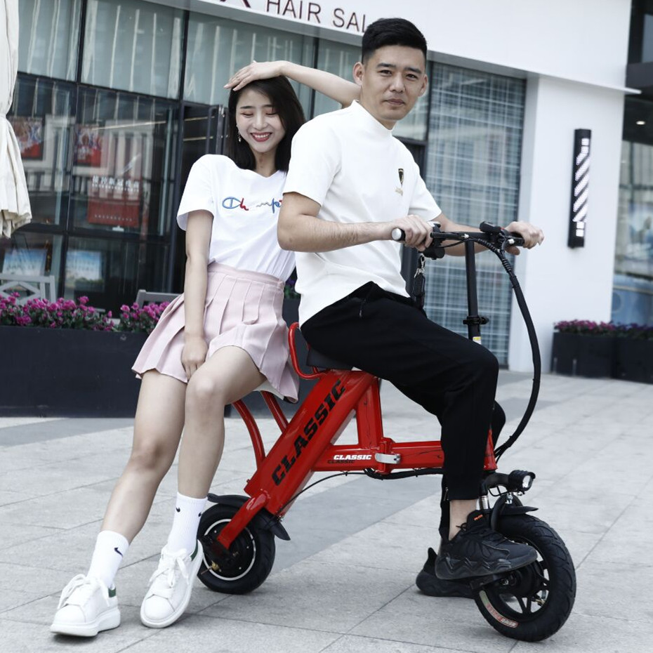 双人小型折叠式超轻便携式带娃代驾滑板代步迷你男女式电瓶电动车