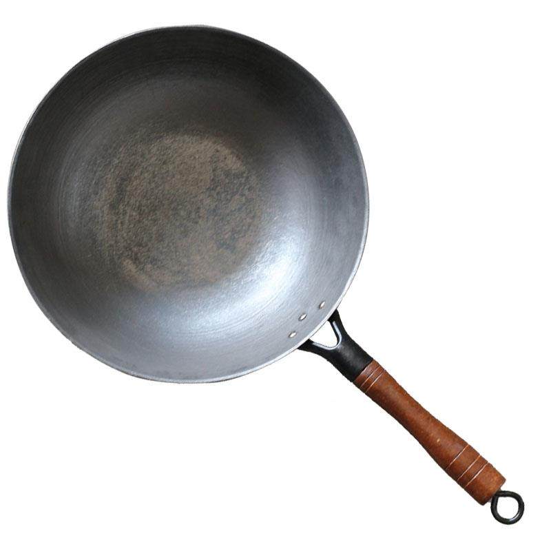 新品西家峪无涂任层平底圆底铁炒泥膜古法铸山造炒勺炒瓢家锅用燃