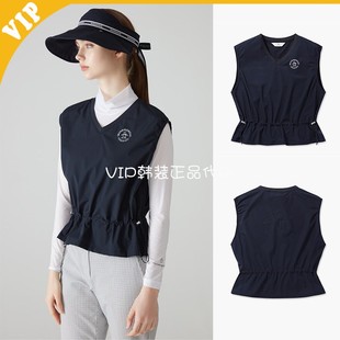 韩国代购Munsingwear 高尔夫女装24夏季V领坎肩外套防水套头马甲