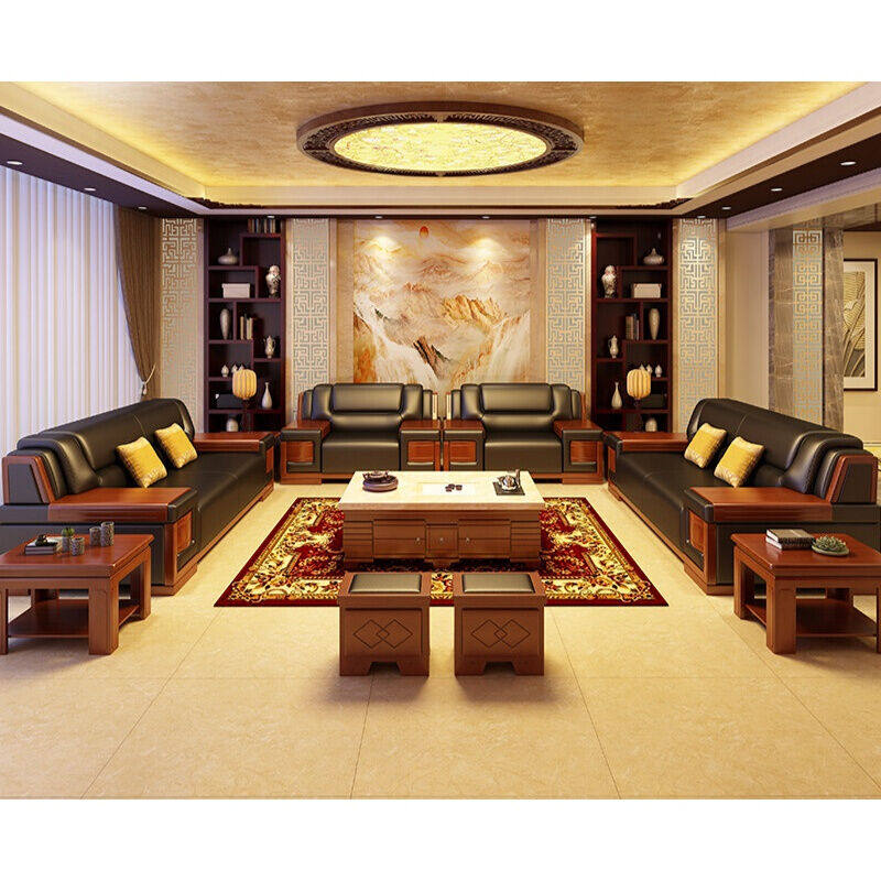 网红同款办公沙发三人位茶几组合中式商务老板经理办公室会客