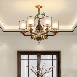 铜格格全铜新中式吊灯中国风客厅餐厅大气新款书房别墅复式楼灯具