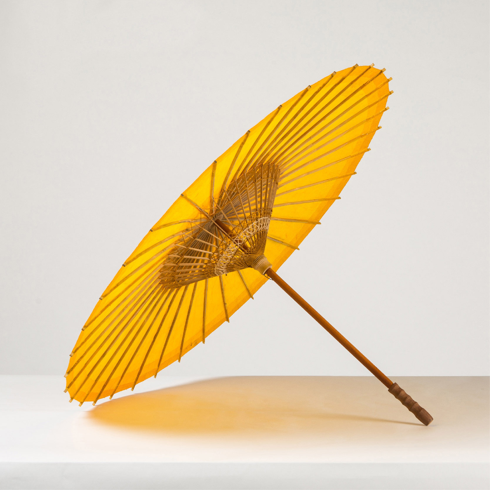 非遗作品油纸伞纯手工传统余杭油纸伞黄色 预售