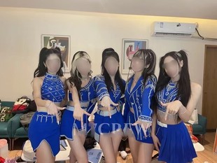 酒依芭演出服女团M7蓝色同款新舞蹈队台套装打歌韩国年会表爵士服