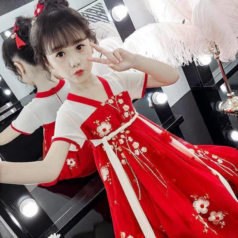 女童汉服连衣裙2021新款夏装童装儿童中国风唐装女孩洋气裙子古装