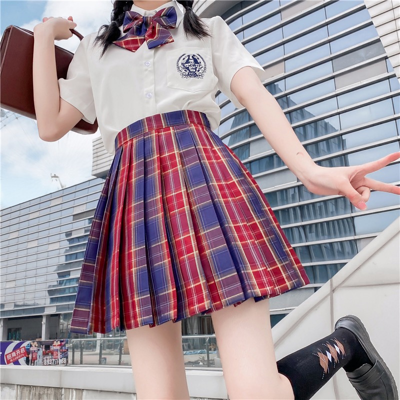 原创JK制服裙正版一套夏短袖刺绣jk衬衫女学生装日系班服格裙现货