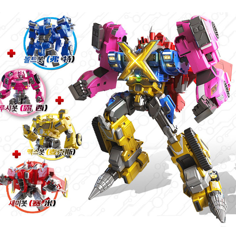 展高迷你特工队x韩国正品授权变形男孩玩具机甲合体创世机机器人