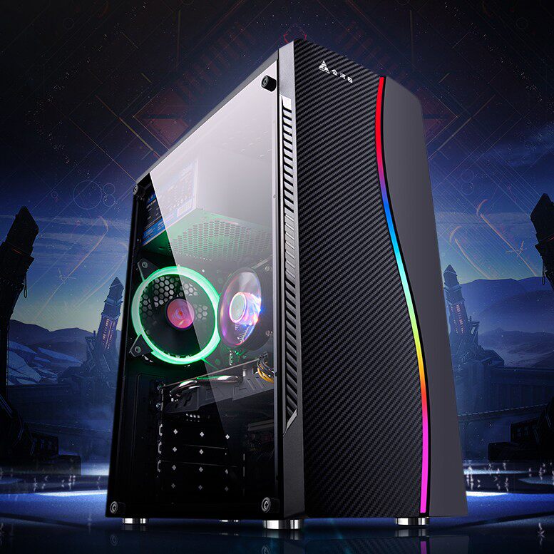 金河田炫豪1台式机电脑机箱游戏风冷大板atx/matx背线侧透主机箱