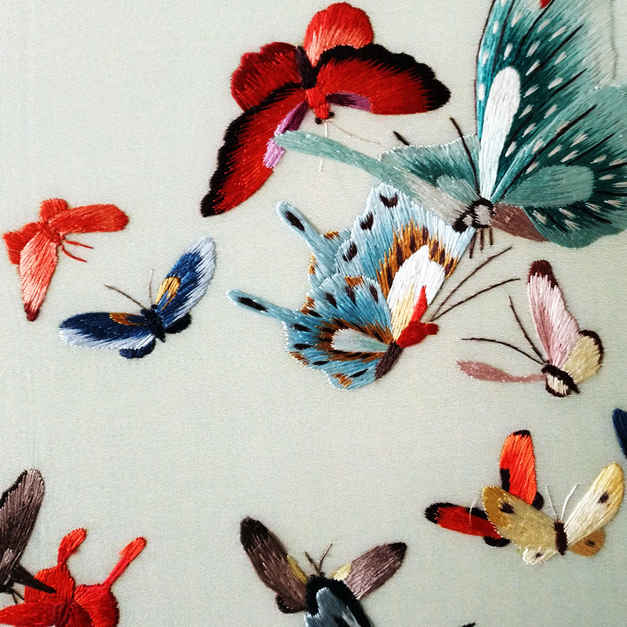 苏绣世家《百蝶图》钱菊凤大师工作室作品