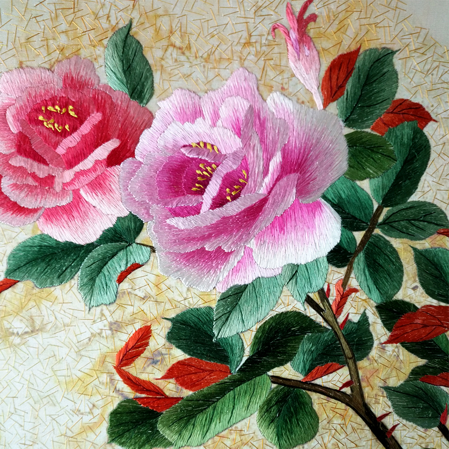 苏绣世家《花香鸟语》钱菊凤大师作品