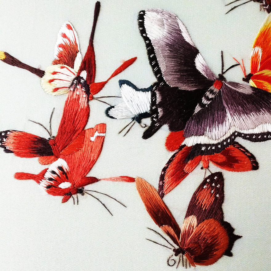 苏绣世家《百蝶图》钱菊凤大师工作室作品