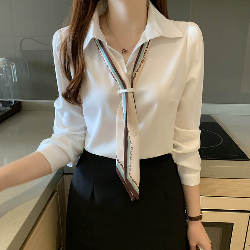 白色雪纺衬衣女设计感小众2021夏季新款气质职业衬衫薄款宽松上衣|ruв категории Женская одежда, рубашка - от Buy2taobao.com для оказания профессиональной услуги покупки агента Taobao
