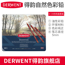 英国【DERWENT得韵旗舰店】Drawing绘画彩铅自然色彩色铅笔学生设计艺考写真肖像铅笔描绘毛皮羽毛写生彩铅