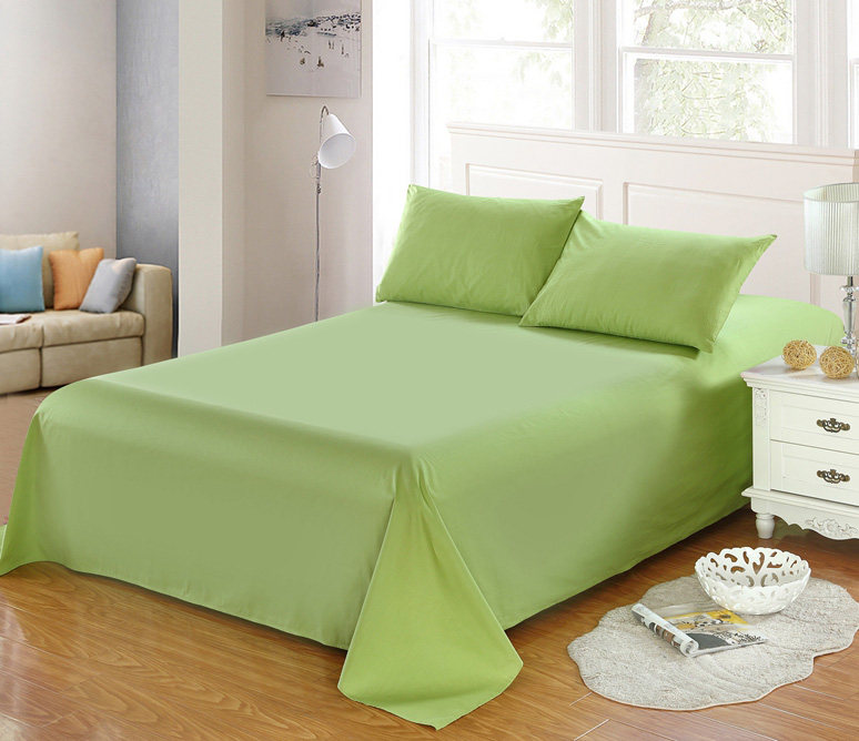 全棉四季款简约素色椰果绿色单品床单纯棉斜纹活性印染纯色单色被