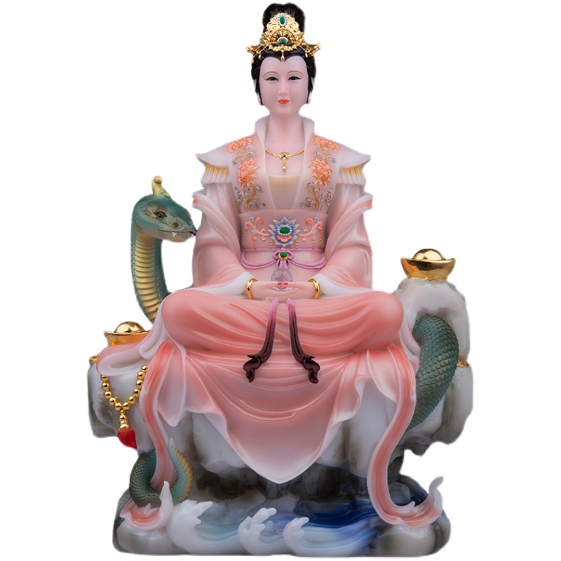 汉白玉女娲娘娘神佛像家用生肖装饰工艺品蛇蟒摆件三皇创世元灵像