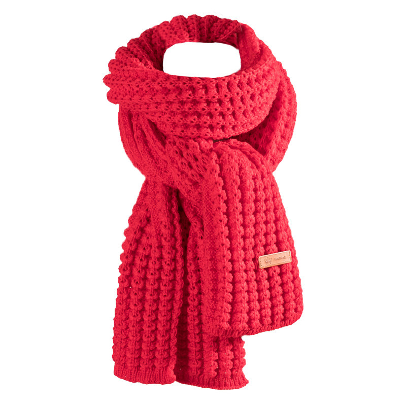 大红色韩版围巾女冬季加厚情侣本命年粗毛线针织长款礼品保暖围脖