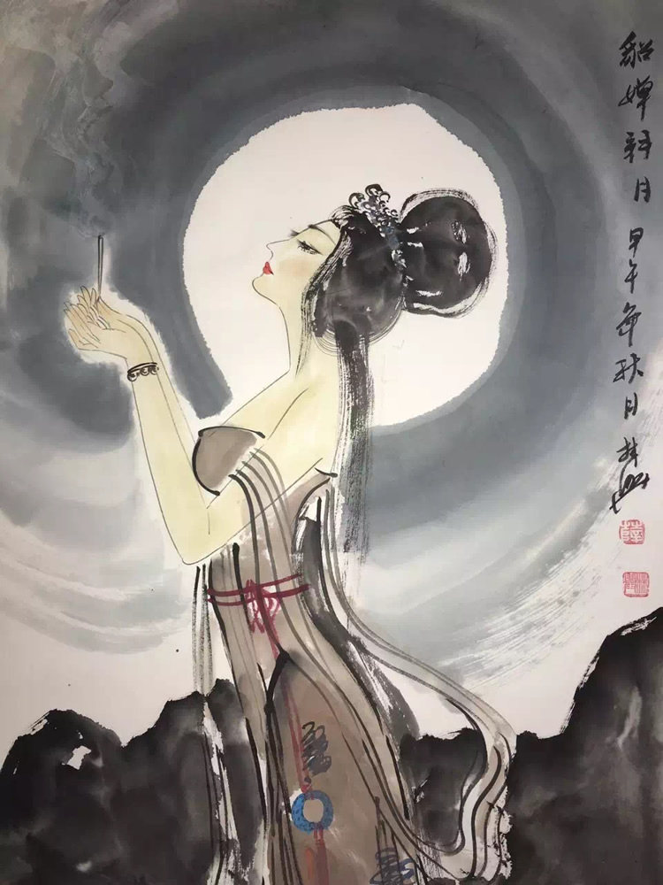 薛林兴 《貂蝉拜月》 人物画