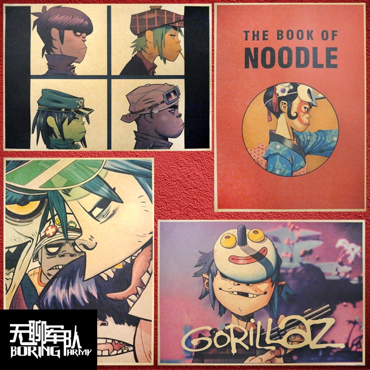 gorillaz 虚拟摇滚乐队blur牛皮纸海报酒吧装饰画宿舍照片墙贴纸