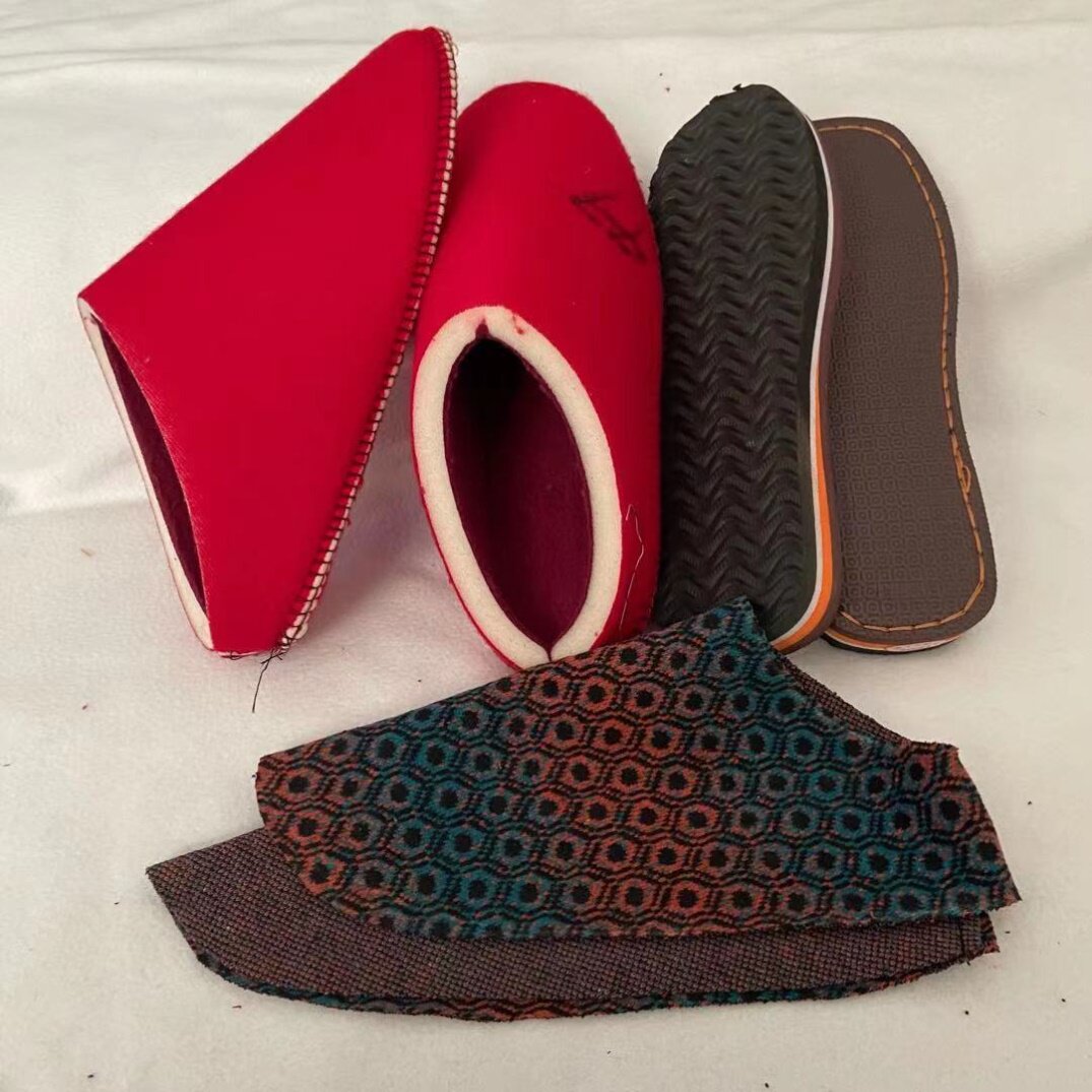 手工拖鞋棉鞋半成品材料包鞋底拉毛布鞋面海绵帮飞机棉鞋帮