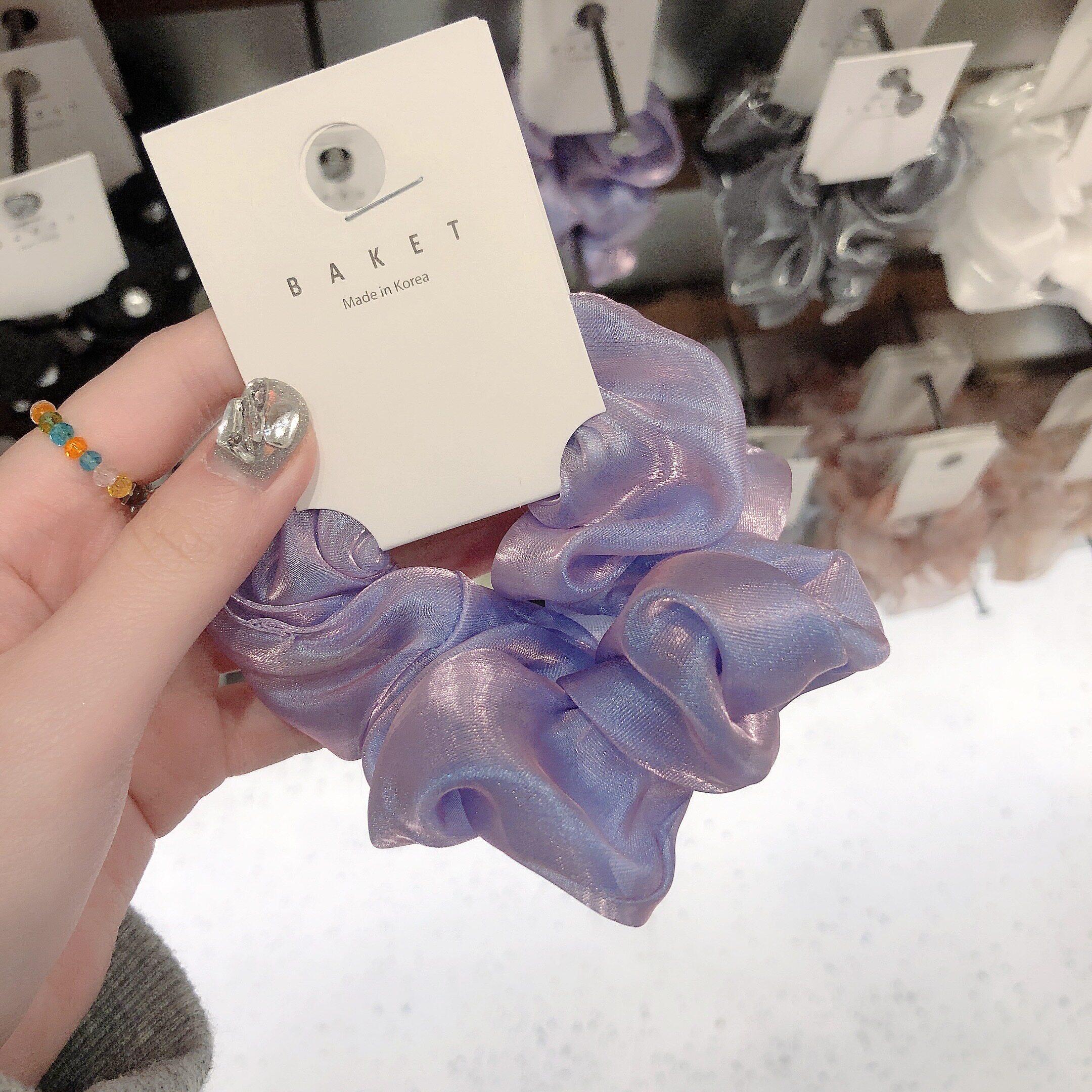 20直播韩国baket镭射纯色大肠发圈优雅气质头绳 - 17mart韩国饰品