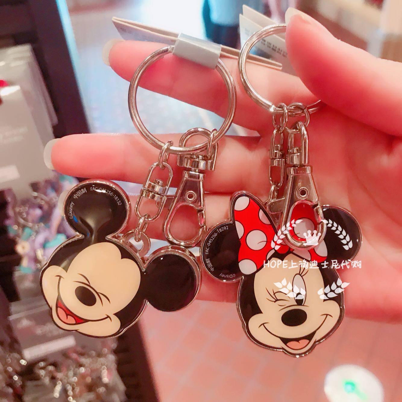 hope上海迪士尼代购 米奇米妮头金属钥匙扣钥匙圈挂件纪念品礼物