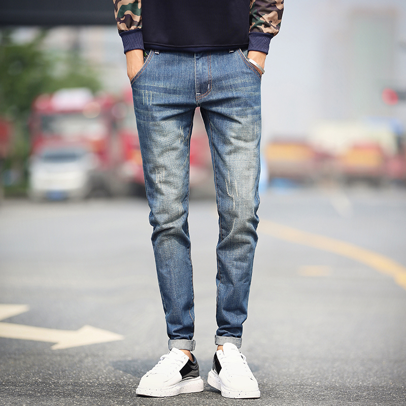 牛仔褲男鼕季新款2017韓版加厚修身百搭青年潮流秋鼕款學生長褲子