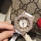 蒂米妮时尚玫瑰金锆石罗马女表个性皮表带腕表时装表水钻女士手表