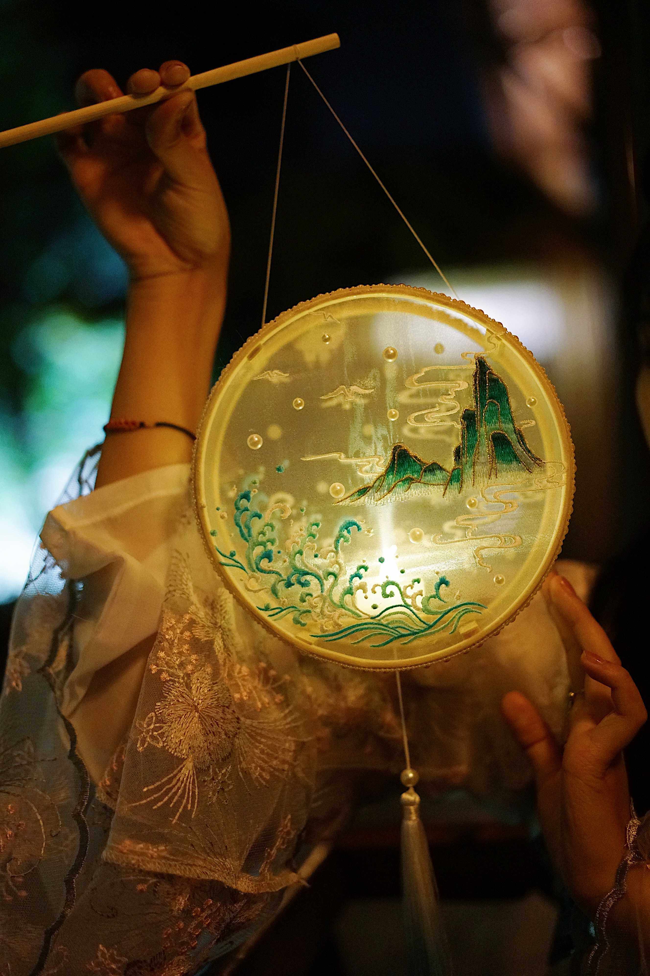 云川阁&玉仙阁合作款 蓬莱仙绣花鼓灯 古风手提灯 汉服宫灯绣花灯