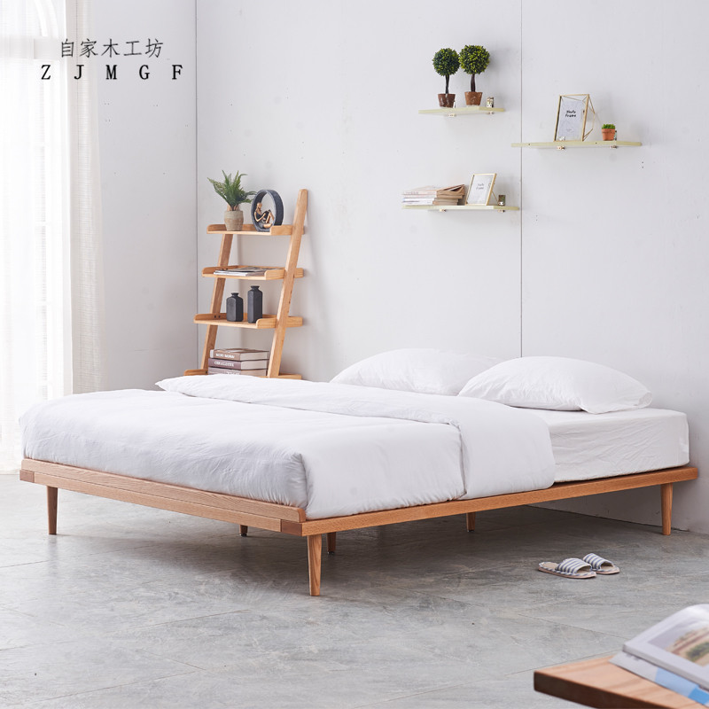 日式简约实木榻榻米床无床头靠背矮床架橡木板式床双人大床经济型