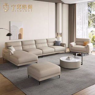 意式极简真皮沙发组合现代简约大小户型客厅轻奢头层牛皮沙发直排