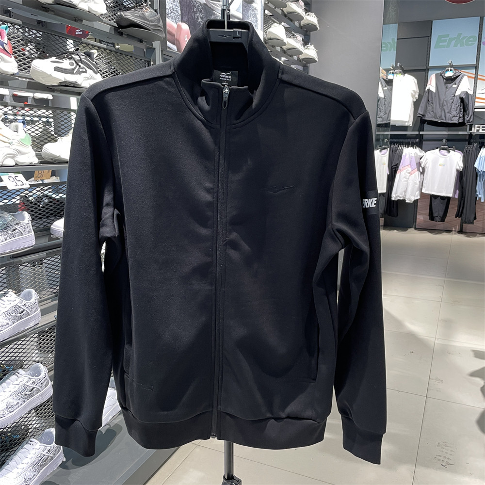 鸿星尔克男装2022年春季新款长袖防风开衫外套男士立领上衣棉卫衣