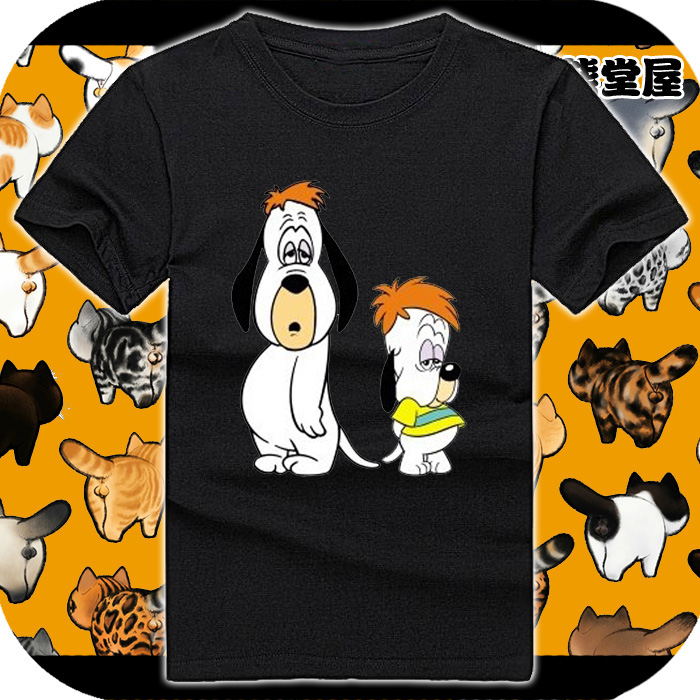 杜皮和杜宝麦克老狼短脚猎犬直筒松圆领全纯棉半短袖t恤衫上衣服