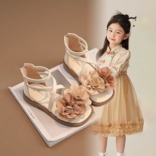 女童凉鞋2024年夏季新款爆款女孩公主鞋儿童高帮罗马鞋中大童软底