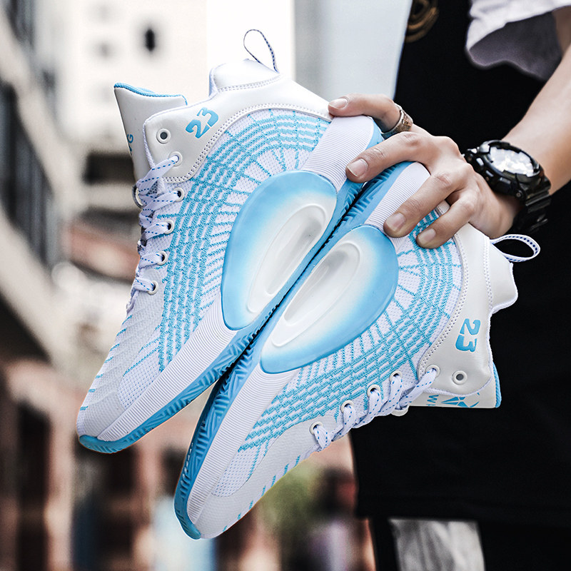 高帮鞋男鞋夏季2022年新款莆田鞋aj篮球运动球鞋白骨冰蓝空军一号