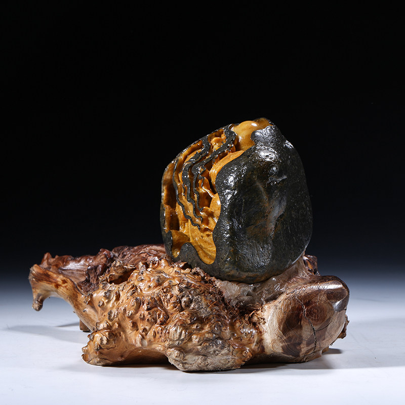 稀缺 寿山金狮峰牛蛋石《寿星》带乌鸦皮 寓意佳 送礼收藏精品