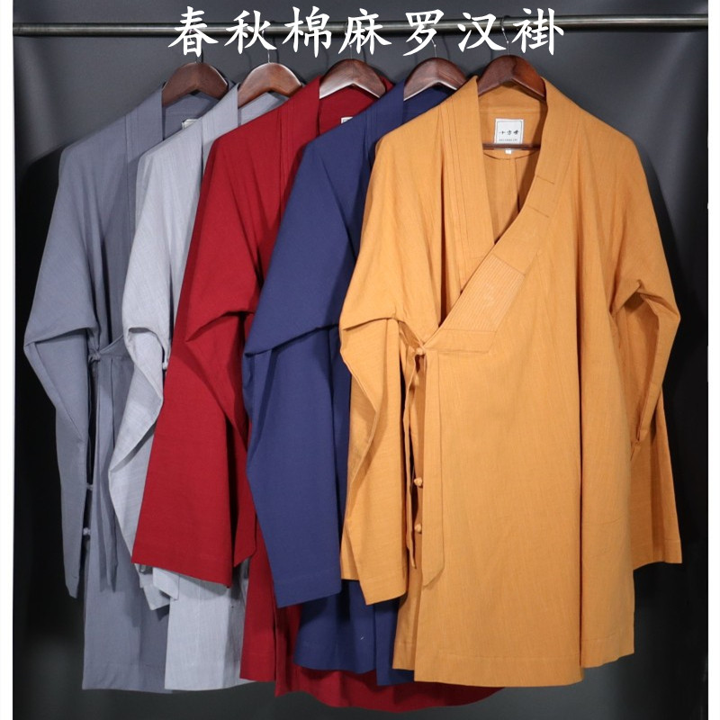 春秋僧人棉麻短褂四季透气出家和尚僧衣了男女尘比丘尼罗汉褂僧服