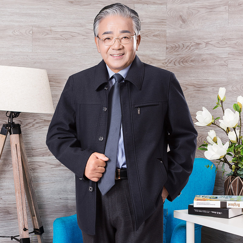 中老年衣服男秋装60-70岁爷爷装春秋外套男80-90岁老人夹克父亲装