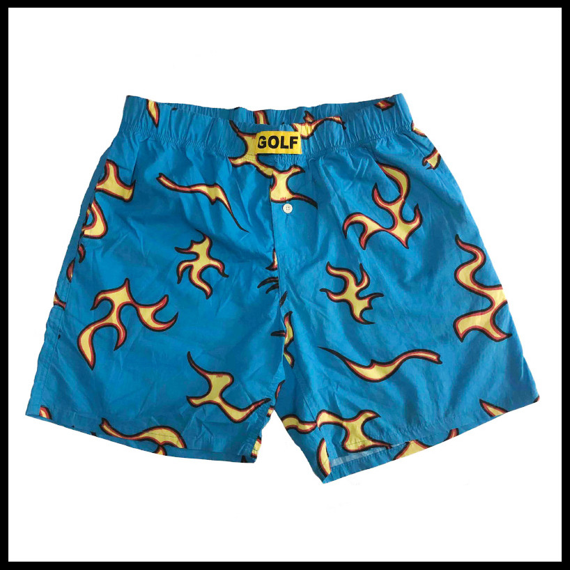 golf wang flame shorts 蓝色火焰短裤 男女情侣 嘻哈滑哈 沙滩裤